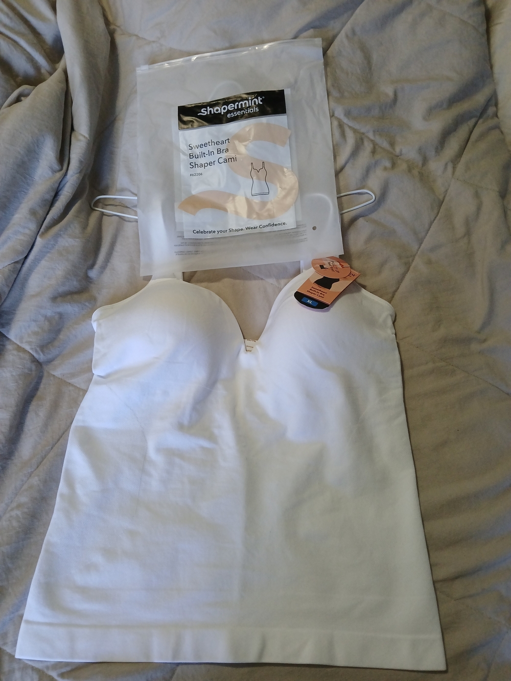 Shapermint White Sweetheart Built-In Bra Shaper Cami - Smooth Support